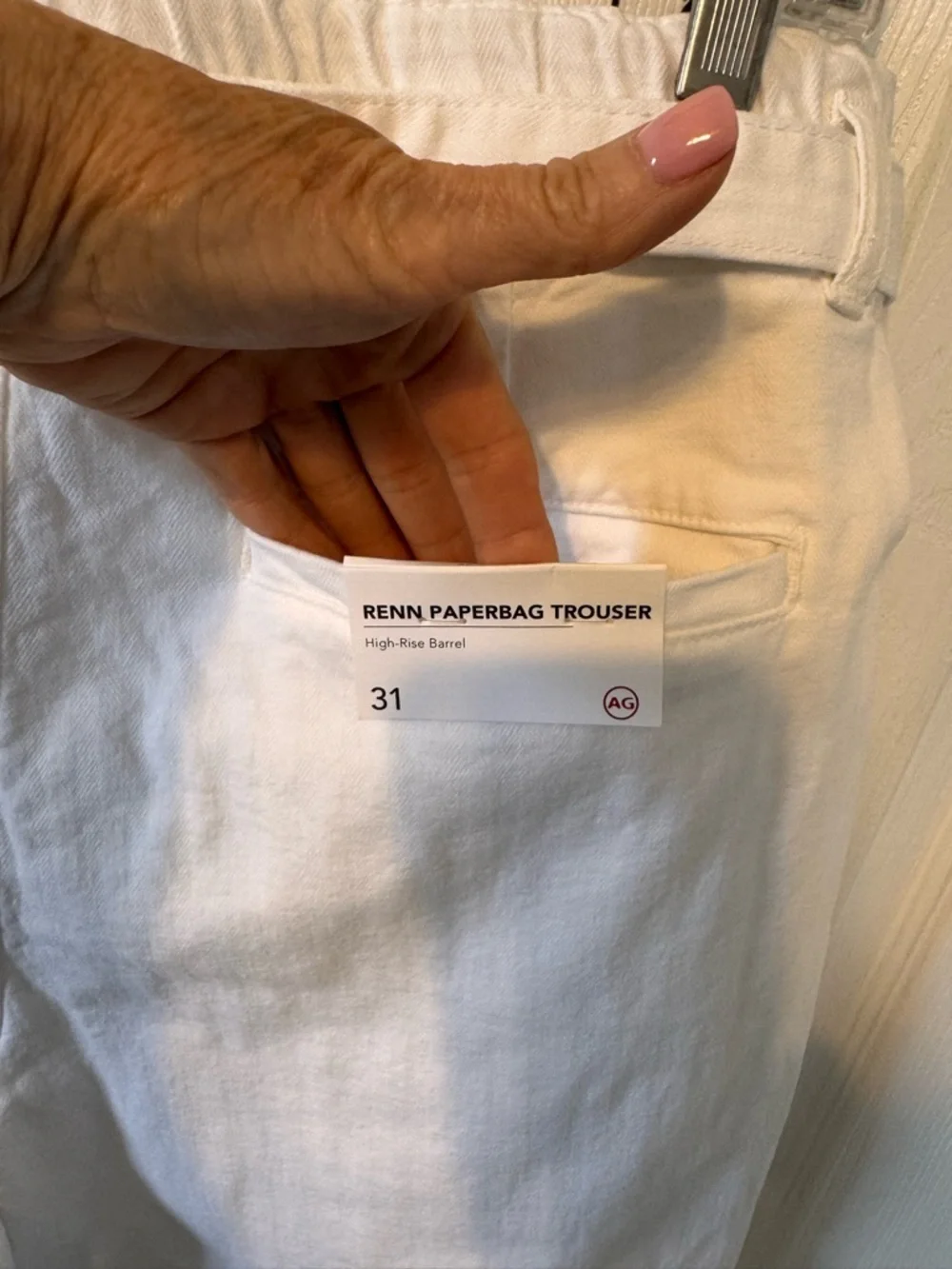 Women’s Renn Paperbag Summer White Trouser Pant AG Adriano Jeans Size 12/Size 31 - Picture 8 of 12